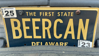 beer can license plate